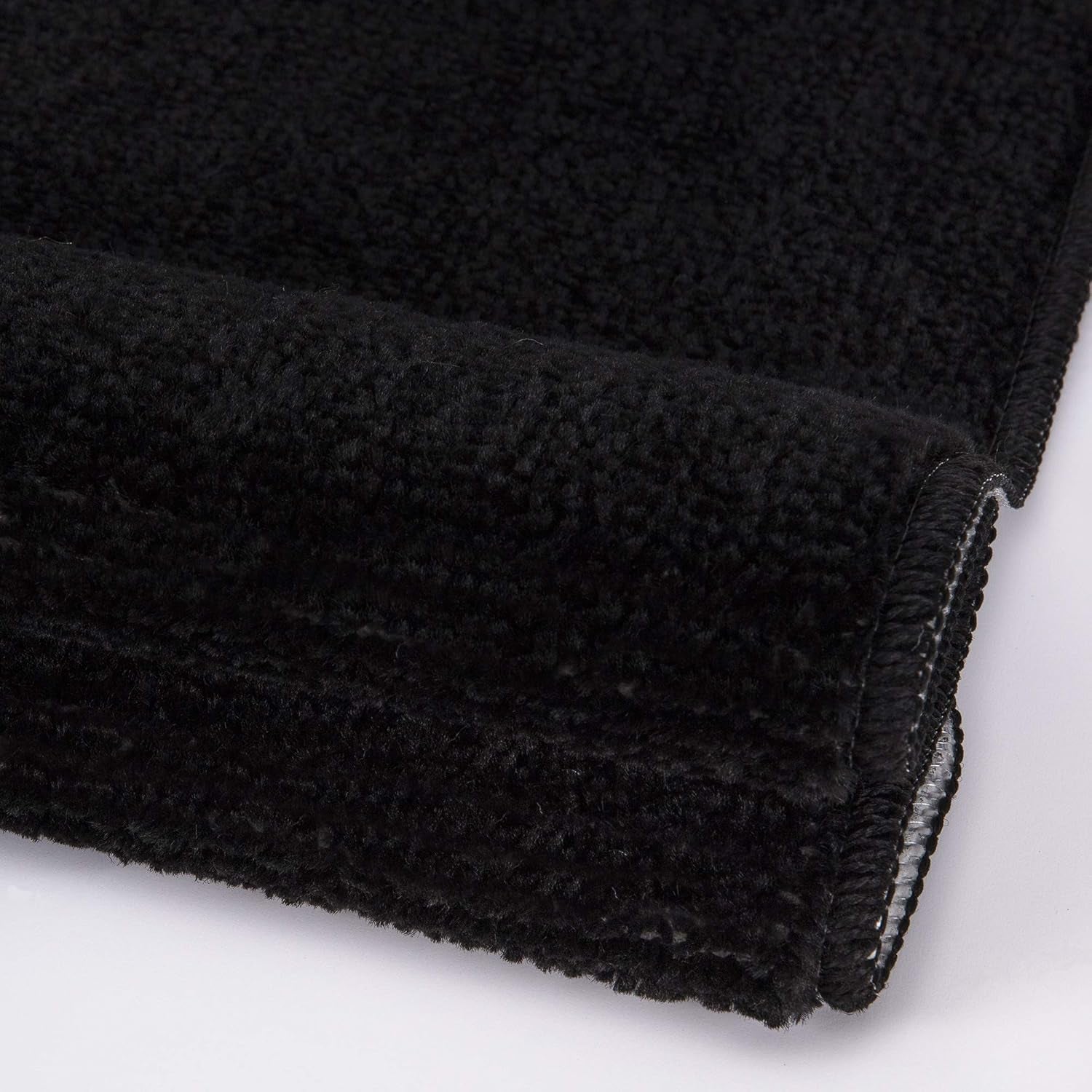 Machine Washable Seashell Design Non-Slip Rubberback 3PCS Bath Rug Set for Bathroom, 3 Piece - 18" X 30"/18" X 19"/18" X 18", Black