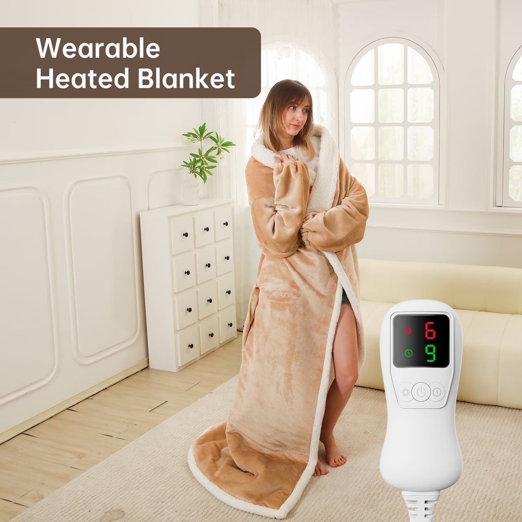 Heated Blanket Throw Size, Washable Heated Throw Blanket Electric, Electric Throw Blanket, Beige, 50" X 70", Blanket Warmer Heating Blanket Heat Warming Blanket Electric Blanket Throw Heater