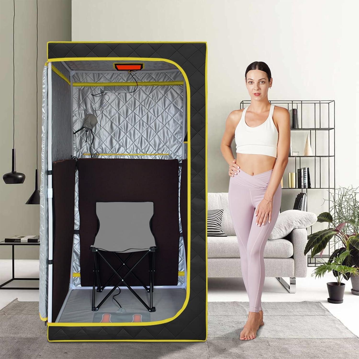 Portable Infrared Sauna, Full Size Far Infrared Sauna, One Person Sauna Tent, Separate Heating Foot Pad and Portable Sauna Chair Home Saunas for Relaxation Detox