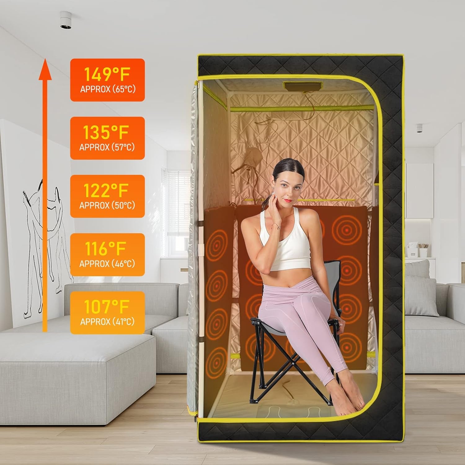 Portable Infrared Sauna, Full Size Far Infrared Sauna, One Person Sauna Tent, Separate Heating Foot Pad and Portable Sauna Chair Home Saunas for Relaxation Detox