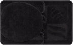 Machine Washable Seashell Design Non-Slip Rubberback 3PCS Bath Rug Set for Bathroom, 3 Piece - 18" X 30"/18" X 19"/18" X 18", Black