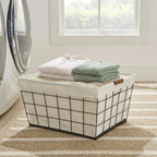 60L Rectangular Steel Laundry Basket, Black & Natural, Adult