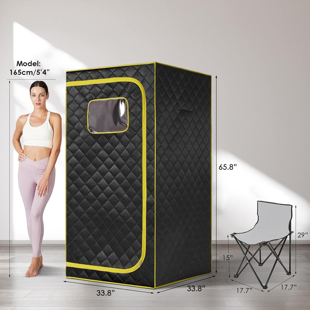 Portable Infrared Sauna, Full Size Far Infrared Sauna, One Person Sauna Tent, Separate Heating Foot Pad and Portable Sauna Chair Home Saunas for Relaxation Detox