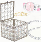 Square Crystal Jewelry Box Trinket Organizer Earrings Rings Box Treasure Storage Keepsake Mirror Surface with Lid,Mothers Day Gifts,Valentines Gift