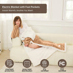 Heated Blanket Throw Size, Washable Heated Throw Blanket Electric, Electric Throw Blanket, Beige, 50" X 70", Blanket Warmer Heating Blanket Heat Warming Blanket Electric Blanket Throw Heater