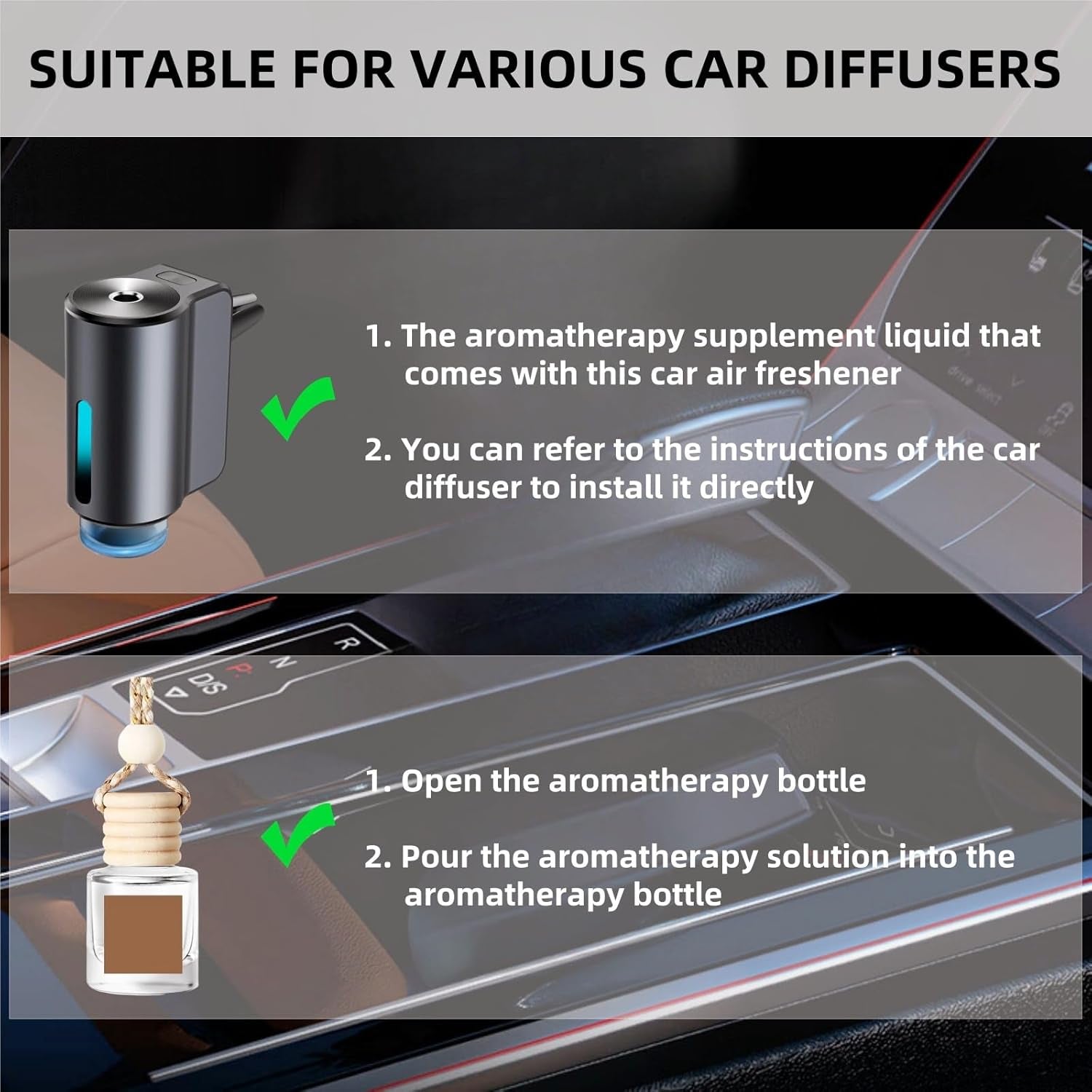 Smart Car Air Freshener Refill - 3 Pcs Long Lasting Aroma Replacement for Car Diffuser (Ocean)
