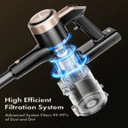 Cordless Vacuum Cleaner, 300W 23Kpa Powerful Suction Vacuum with LED Display, 3 Suction, 48Mins Runtime, Lightweight Stick Cleaner with Sofa Brush for Hard Floor/Carpet/Pet Hair/Car, Black